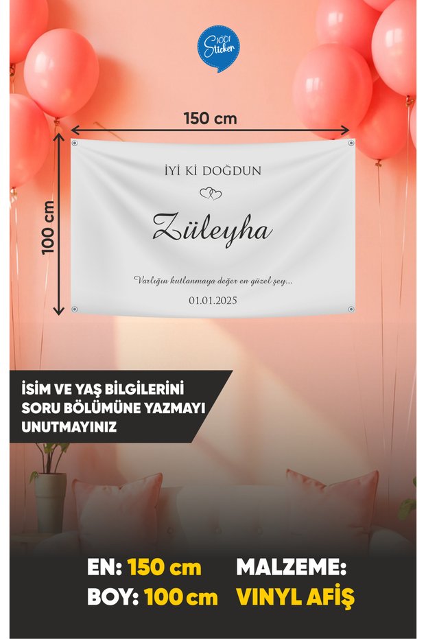 Birthday Celebration Vinyl Banner 150X100 cm