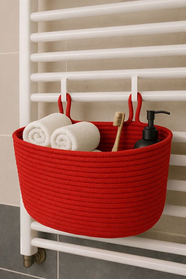 Decorative Hanging Bathroom Basket – 18×40×16 cm – Storage and Organizer Wicker Jute Basket Organizer Handcrafted