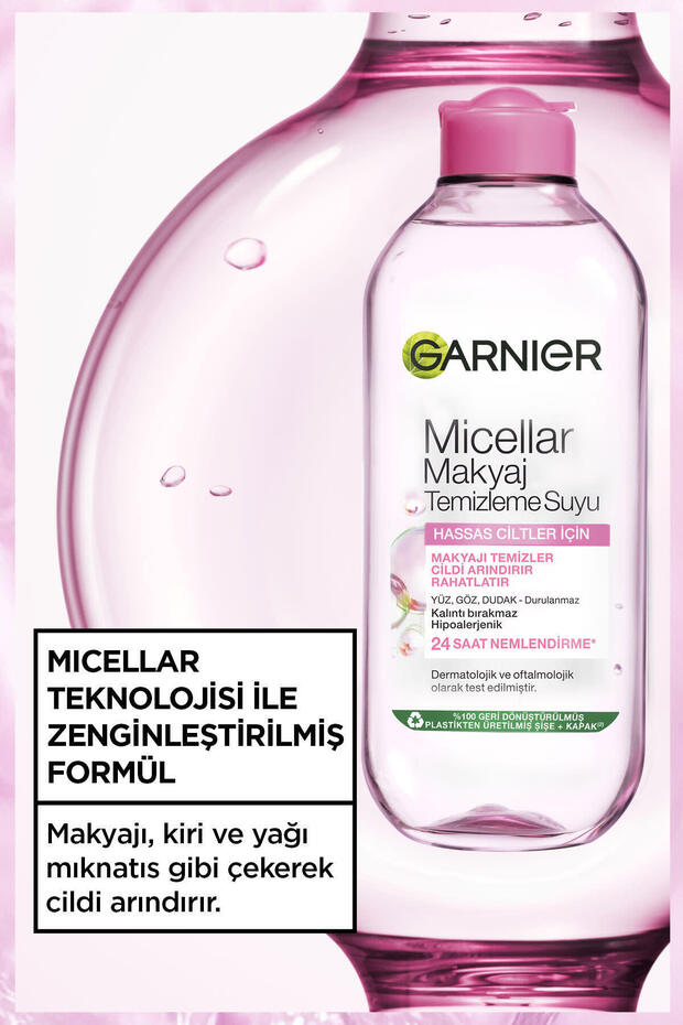 Micellar Makyaj Temizleme Suyu 400ML, 24 Saat Nemlendirme, Hassas Ciltler için - 5