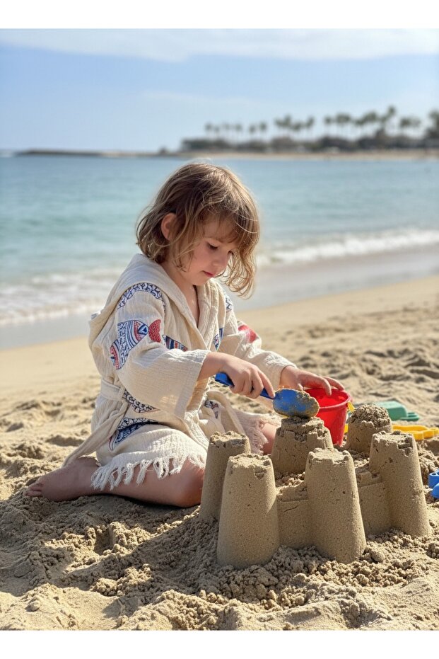 Children's Muslin Cotton Bathrobe Bath, Beach, Pool Summer, Winter Hooded Bathrobe Unisex-Water Absorbent-Fish Pattern