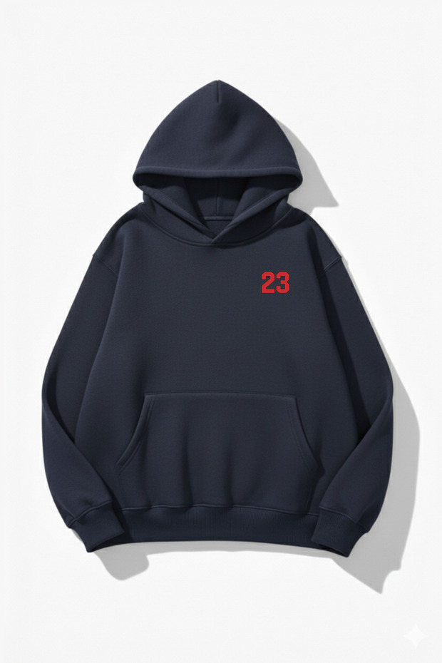 Unisex Soft Textured Heart Trace B Printed Design O Oversized 3 Thread Hoodie Sweatshirt