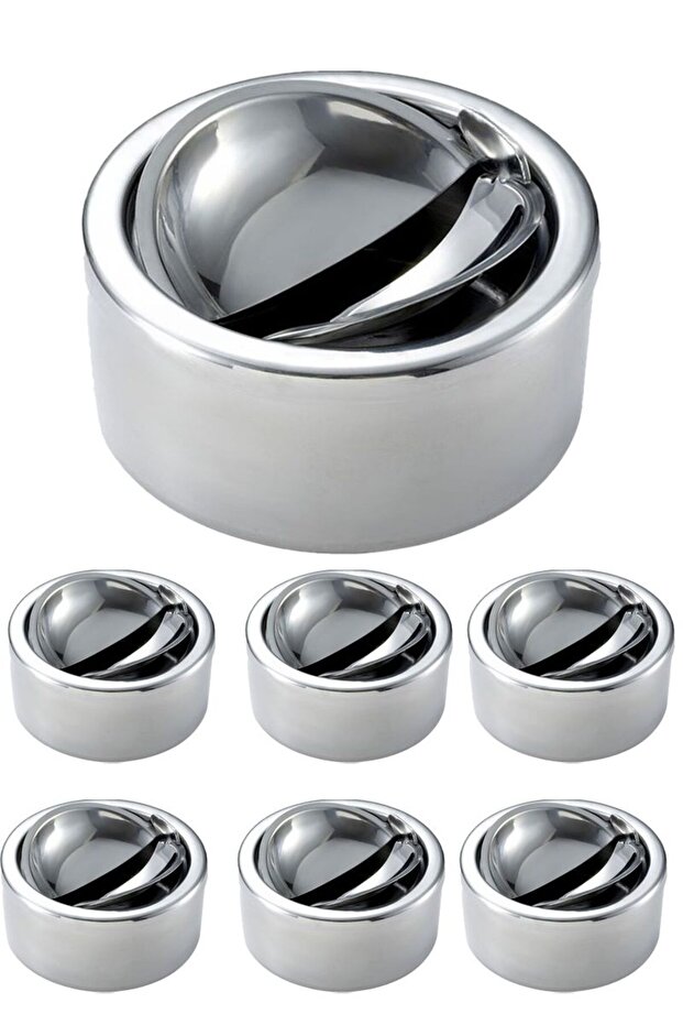 25 Pieces Steel 11.7cm Cafe Restaurant Ashtray with Lid Round Bowl Ashtray