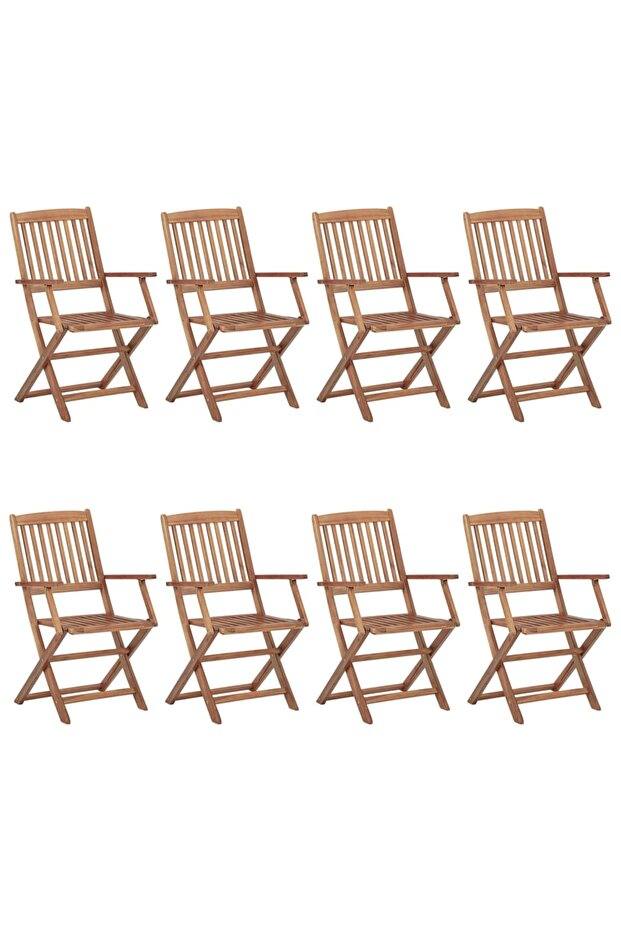 Folding Outdoor Chairs 8 pcs Solid Acacia Wood