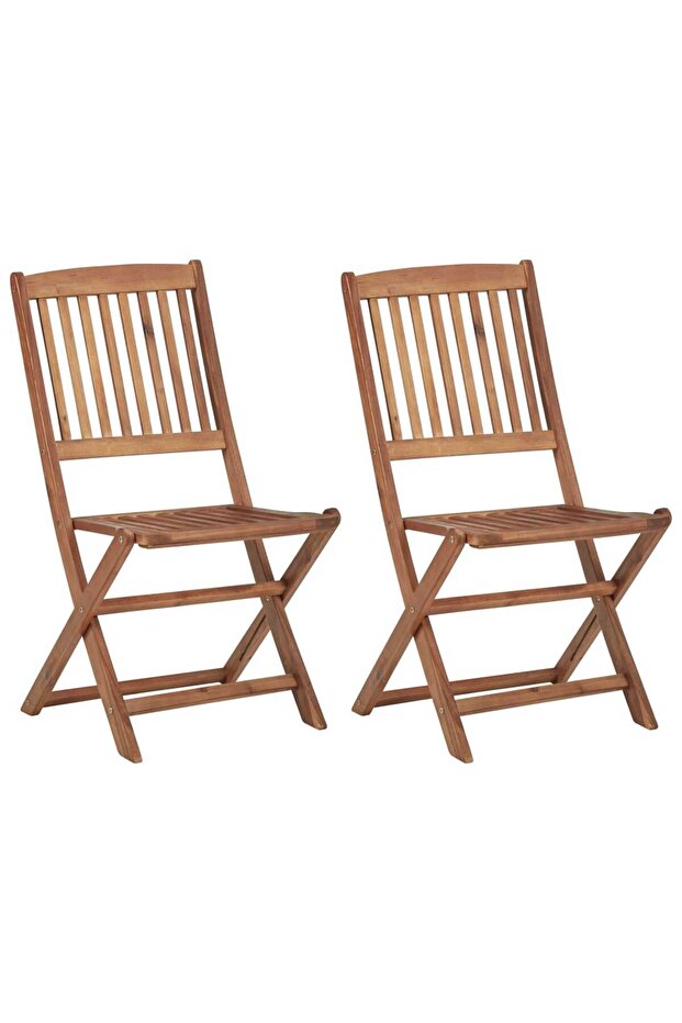 Folding Outdoor Chairs 2 pcs Solid Acacia Wood