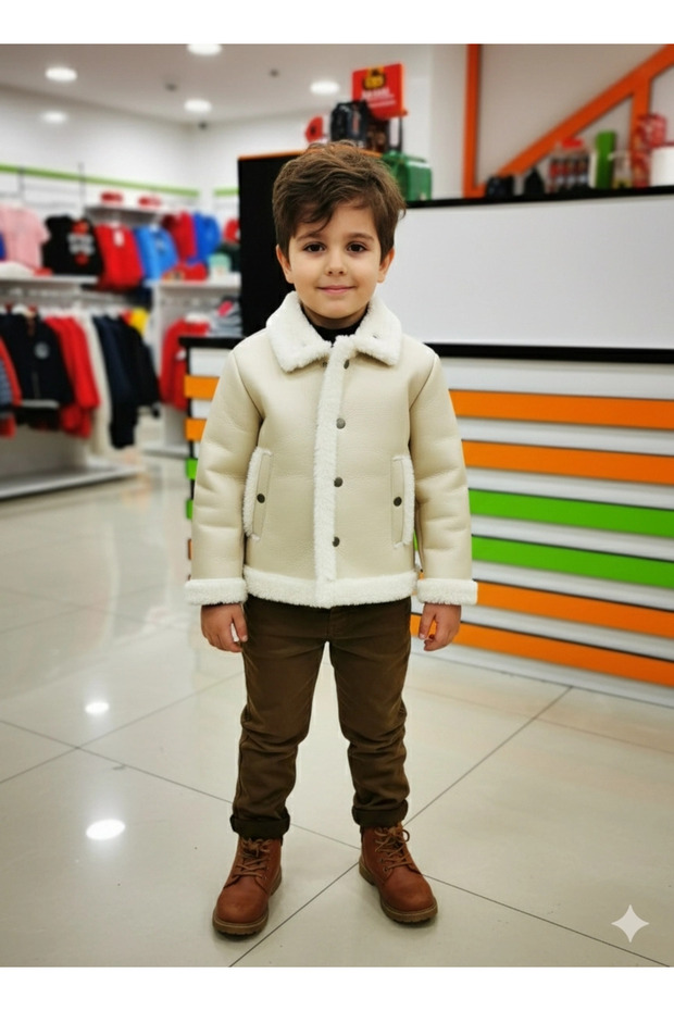 3668 Boy's Leather Coat 3-Piece Set