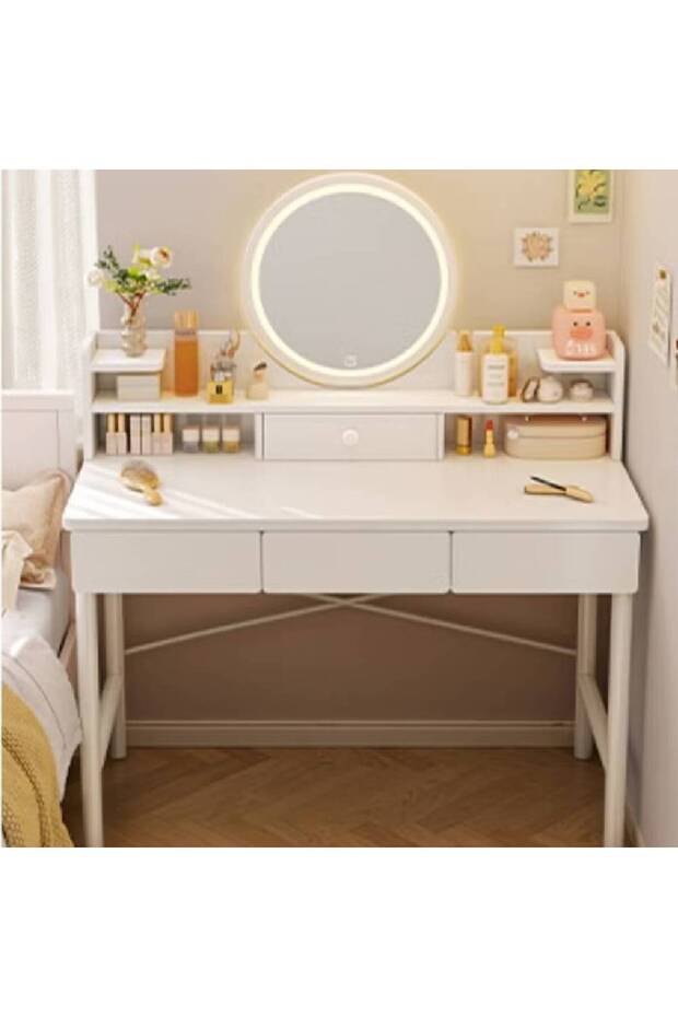 طاولة مكياج مع مرآة قابلة للقلب مع أدراج - 1