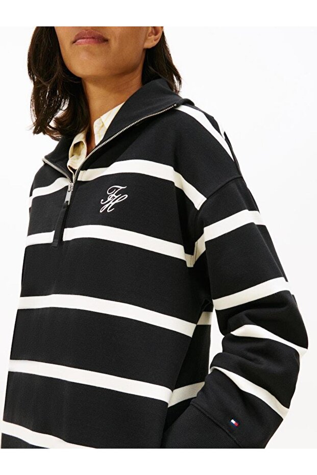 TH SCRIPT 1/2 ZIP TERRY DRESS - 4