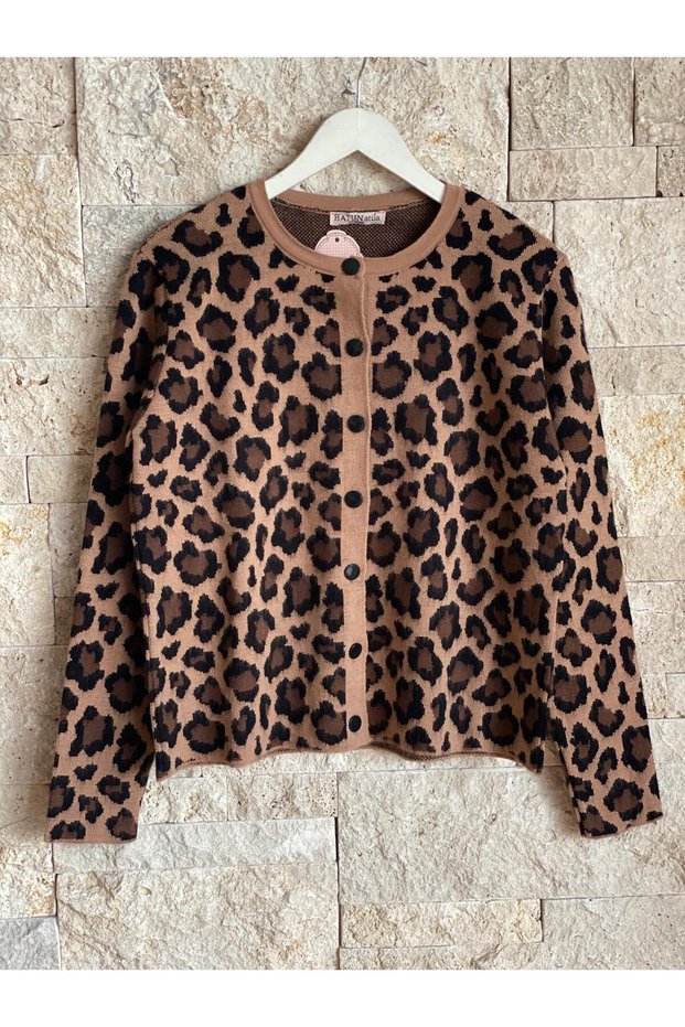 Hatunatila Women's Knitwear Leopard Cardigan - 25176