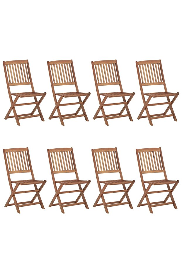 Folding Outdoor Chairs 8 pcs Solid Acacia Wood