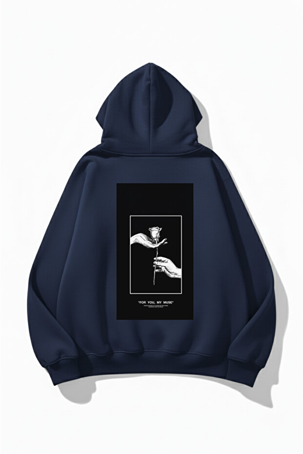 Unisex Soft Textured for You, My Muse Printed Design Oversized 3 Thread Hoodie Sweatshirt