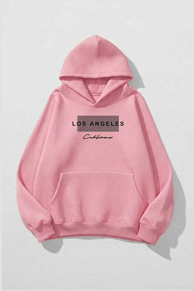 Unisex Soft Textured Los Angeles & California Printed Design Oversized 3 Thread Hoodie Sweatshirt