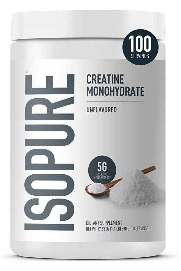 100% Pure Creatine Monohydrate Powder, Sugar Free, Unflavored, 5g Creatine Monohydrate Per S
