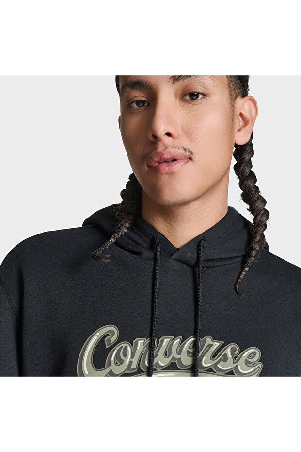 Script Pullover Hoodie Erkek Siyah Sweatshirt - 5