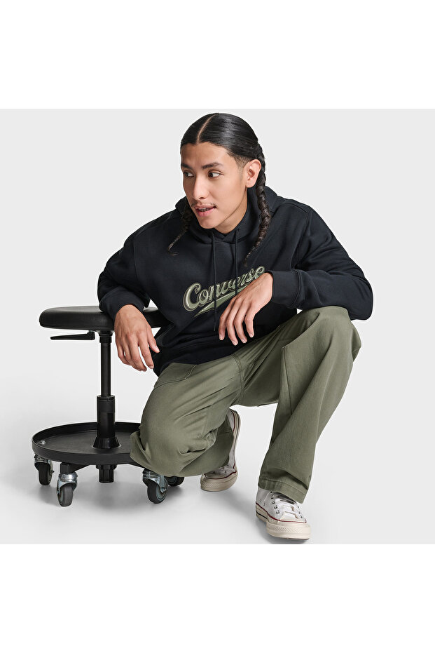 Script Pullover Hoodie Erkek Siyah Sweatshirt - 6