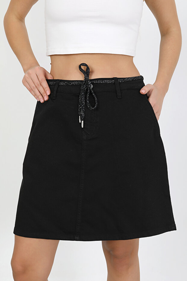 Kadın Kordonlu Örme Etek - 2