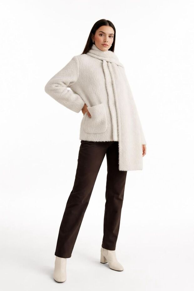 Scarfed Lined Coat Jacket - 3