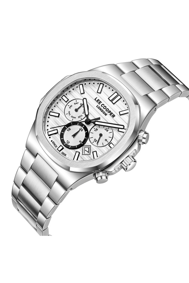 ساعة رجالية متعددة الوظائف بمينا فضي - LC08272.330 - 2