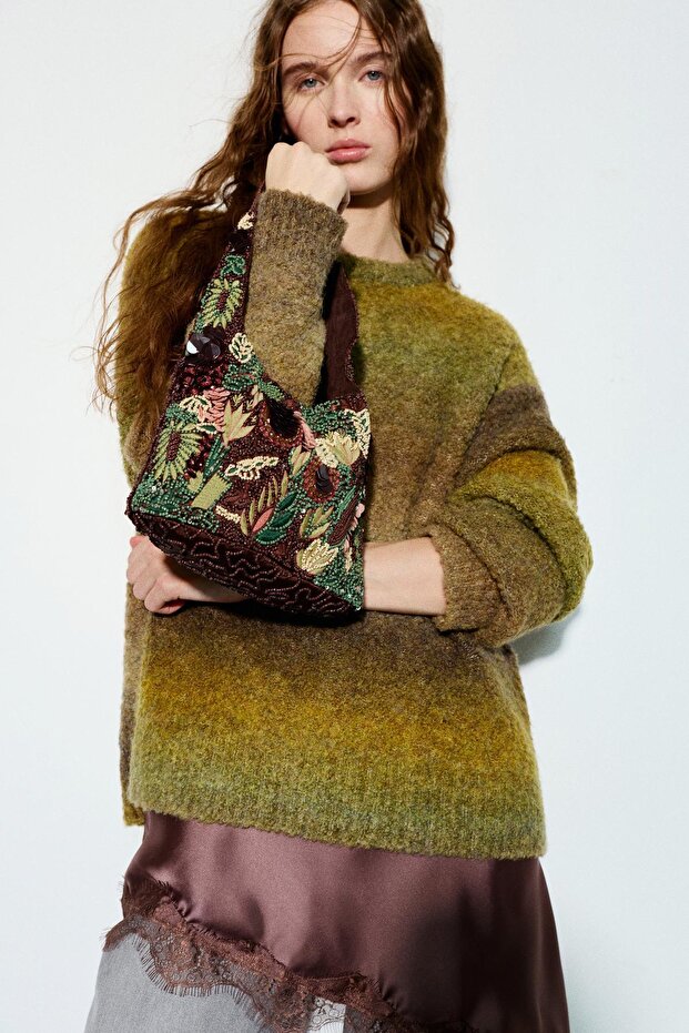 Boncuklu omuz çantası - 1