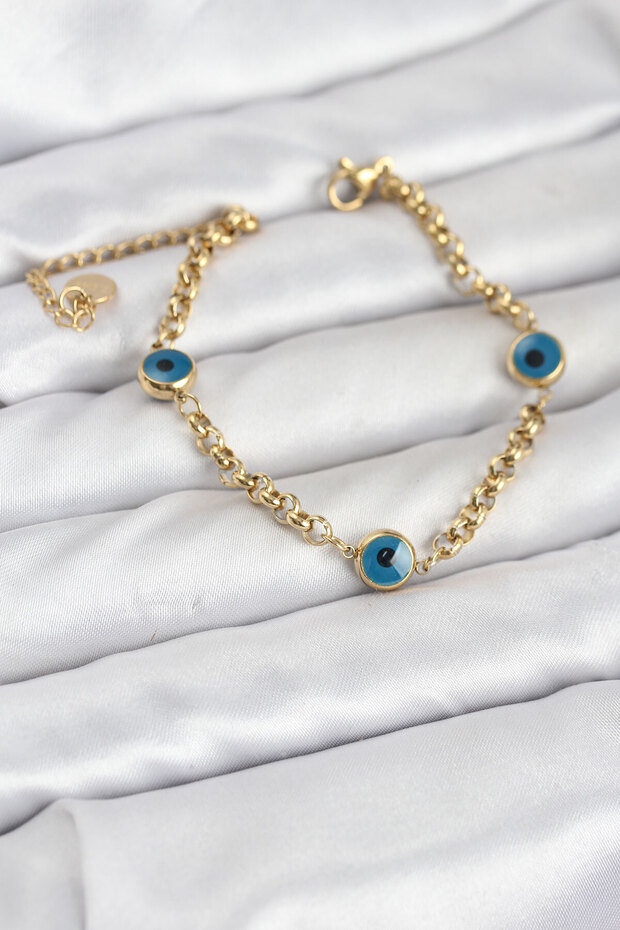 316L Steel Evil Eye Model Gold Color Women's Bracelet