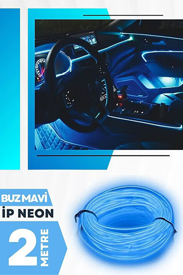 Car Interior Lighting Torpedo Led Strip Neon Strip Led Decorative Ice Blue 2 Meters