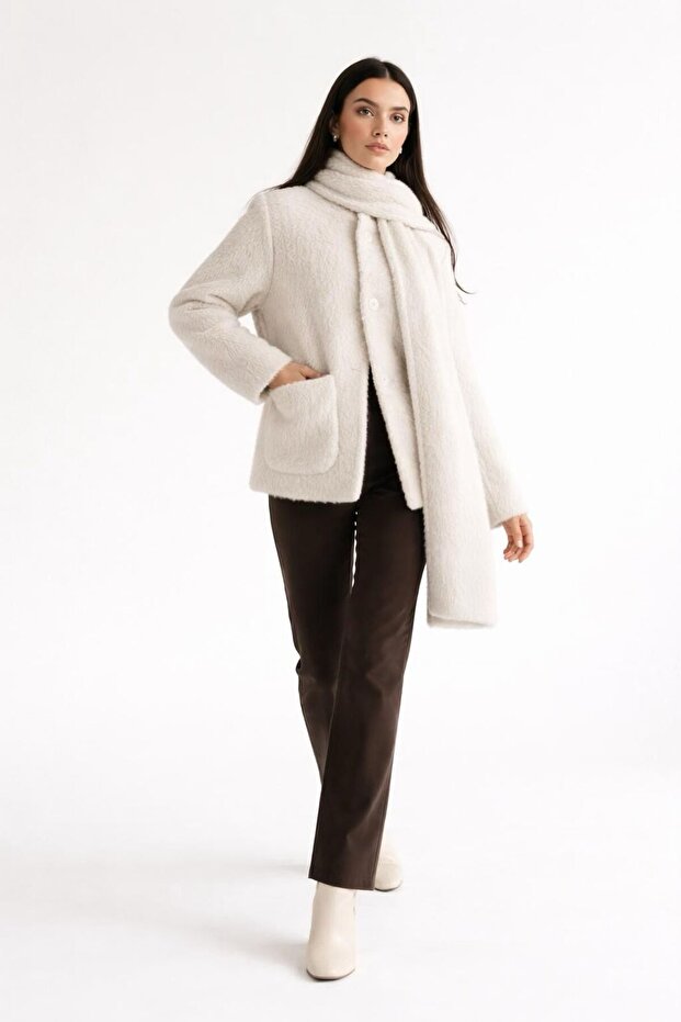 Scarfed Lined Coat Jacket - 2