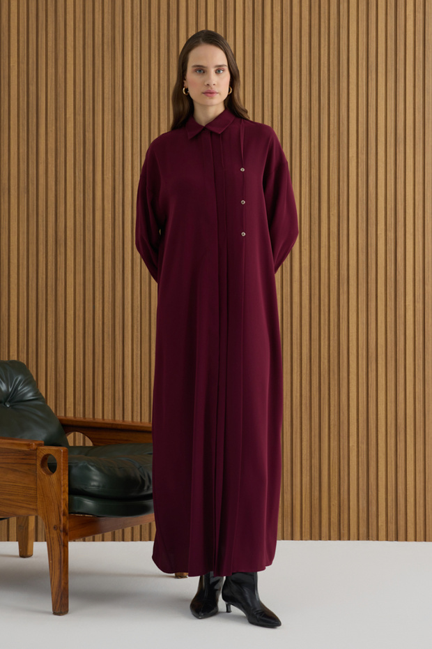 Bordo Koza Logolu Elbise - 2