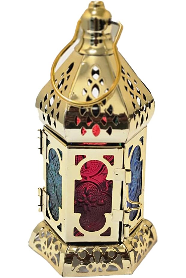 YU WELL Metal Ramadan Lantern with Light, Ramadan Kareem Decorative Lamp for Indoor, Home 17 x 8 CM