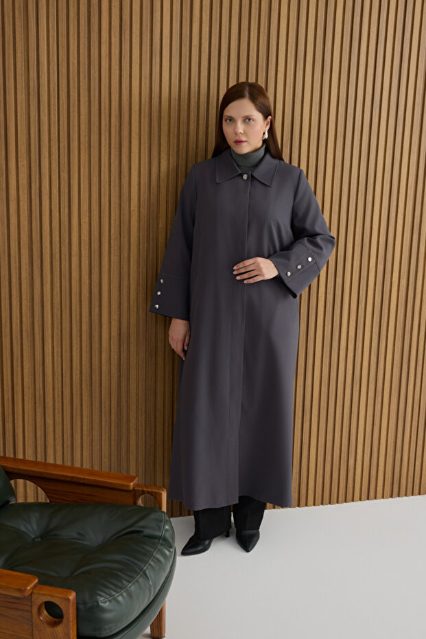 Antrasit Dokuma Pardösü - 1