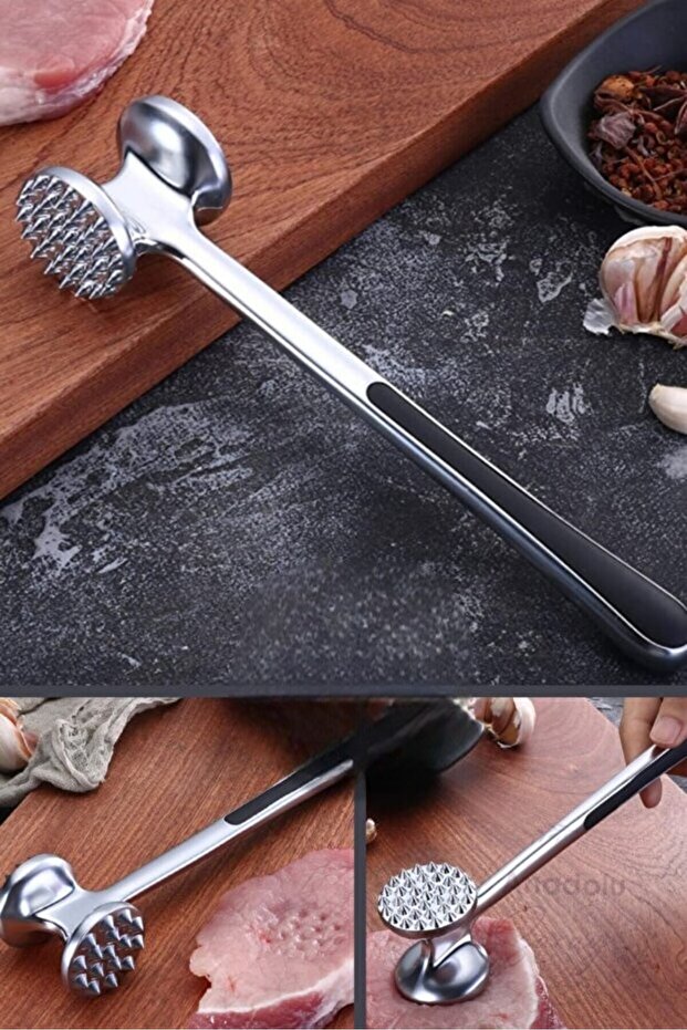 Double Sided Luxury Metal Meat Tenderizer Practical Meat Tenderizer and Meat Preparation Utensil