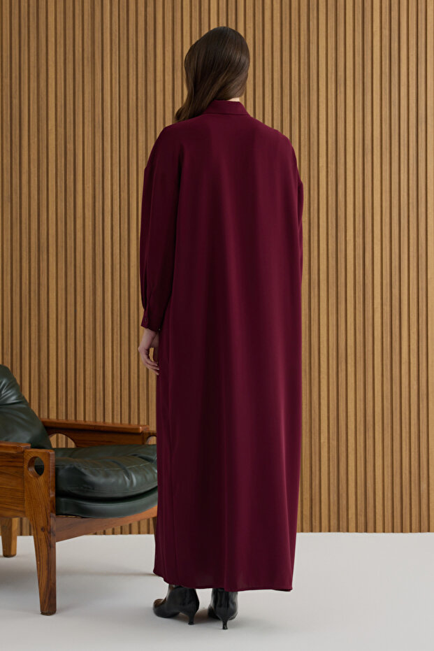 Bordo Koza Logolu Elbise - 5