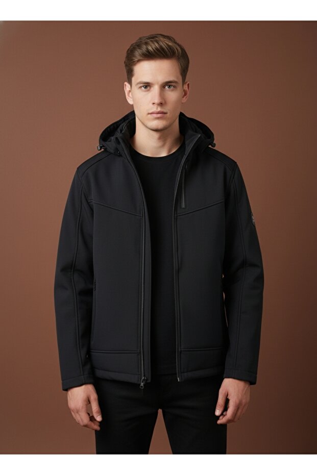 Kapüşonlu Erkek Şişme Mont - 1