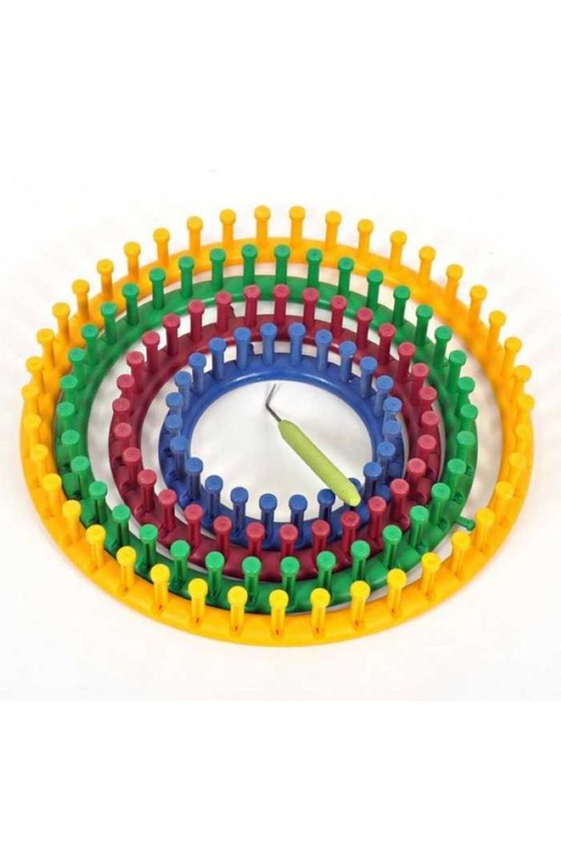 Round Weaving Loom - Hat and Beanie Knitting Hand Tool Set of 4 Scarf and Beanie Making Kit