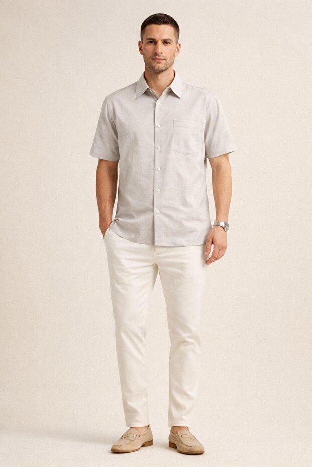 Men's Cotton Stone Short Sleeve Regular Fit Shirt