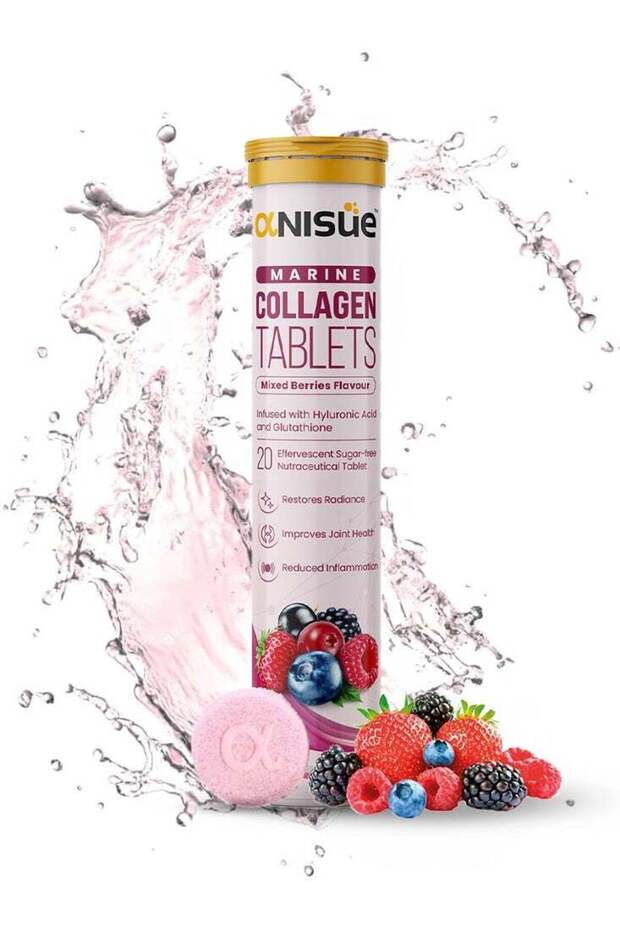 Marine Collagen, Glutathione, Hyaluronic Acid & Vitamin C Mixed Berries Flavor - Effervescent Tablet