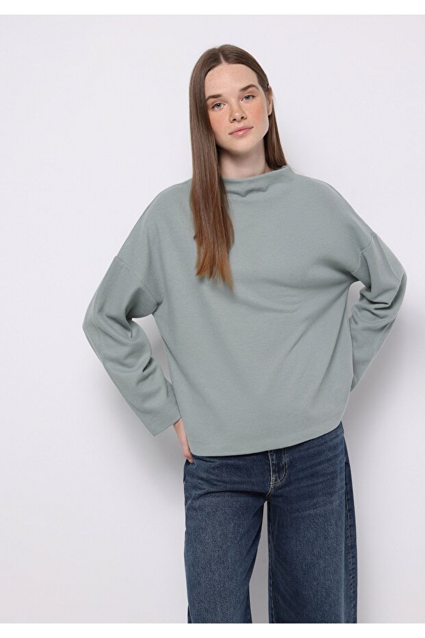 Relax Fit Round Neck Plain Women's Green T-Shirt