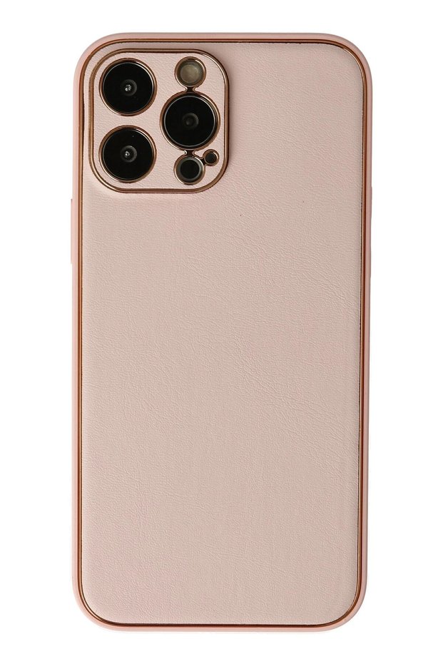 Mtxdpn iPhone 13 Pro Max Case Coco Leather Silicone Cover (192404) - Powder