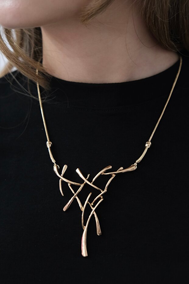 Vintage Çapraz Model Çelik Kolye - 1