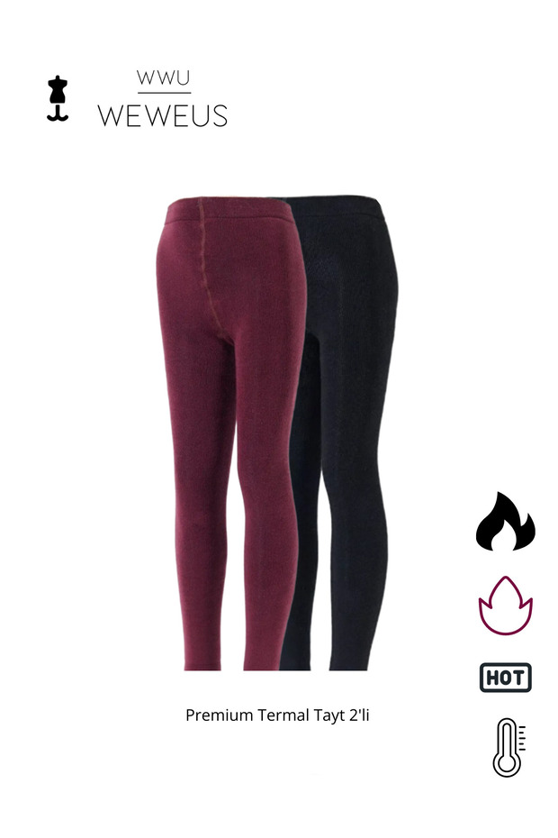 Premium Black Claret Red Children's Thermal Towel 2-Piece Tights