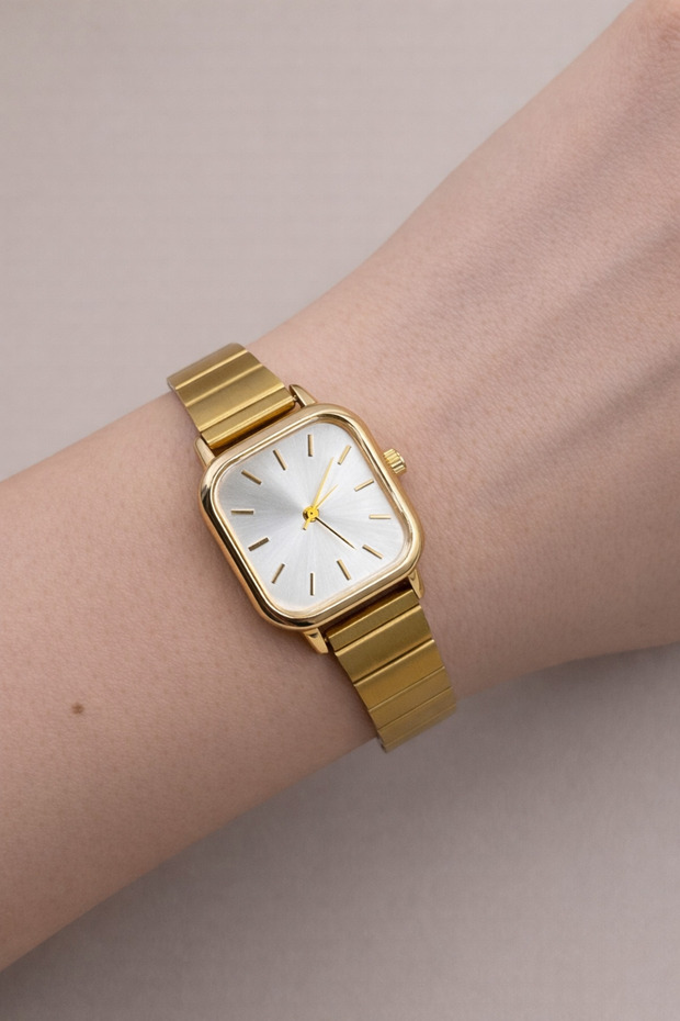 Square Simple Stylish Steel Case Steel Band Women's Watch
