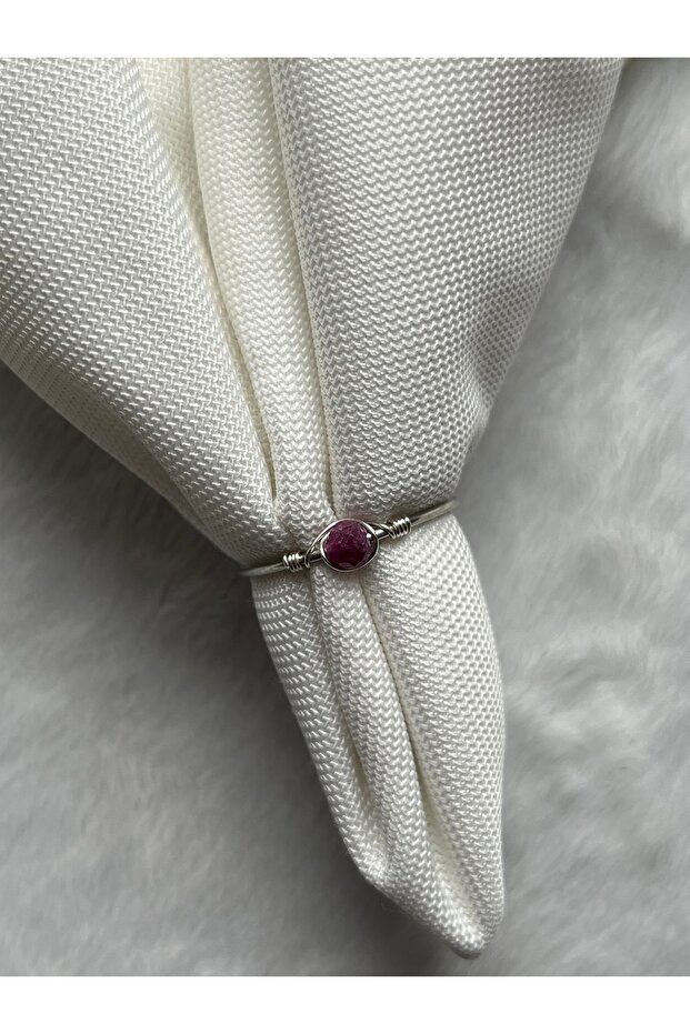 Minimal Ruby Stone Adjustable Handmade Wire Ring - 1