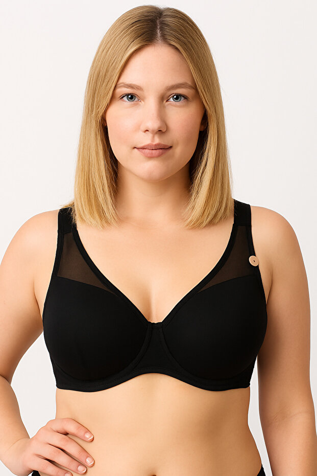 Cansoy Lace Detailed C Cup Underwire Unpadded Gathered Bra