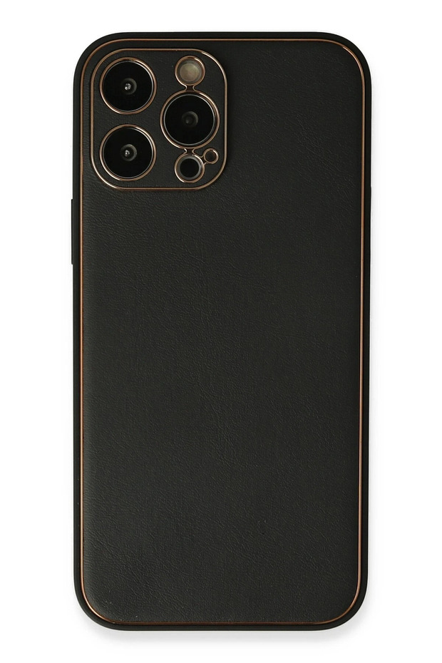 Mtxdpn iPhone 13 Pro Max Case Coco Leather Silicone Cover (234353) - Black