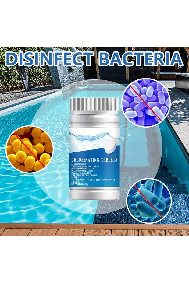 أقراص تنظيف متعددة الوظائف لحمامات السباحة مع أقراص تنقية 100 غرام - 6