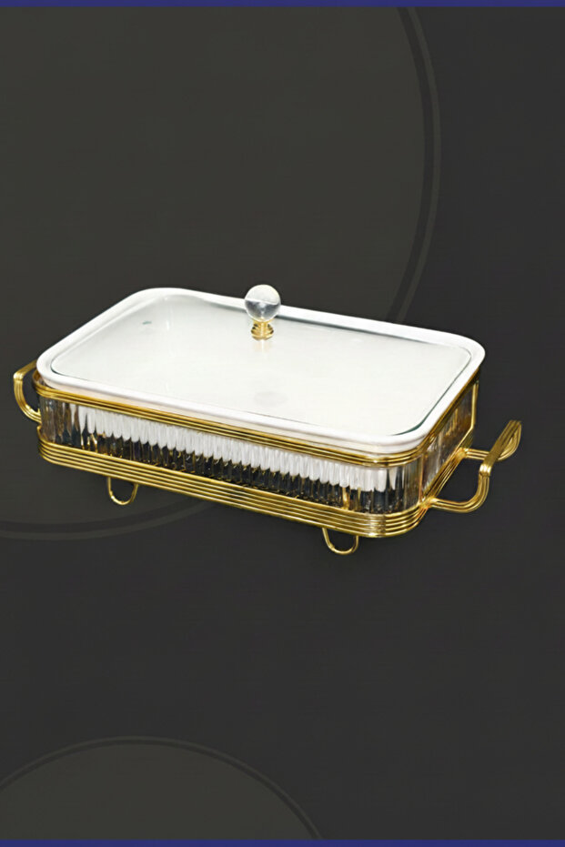 سخان بوفية صحن تقديم الطعام مستطيل 12 سم بتصميم فريد وأنيق - 3