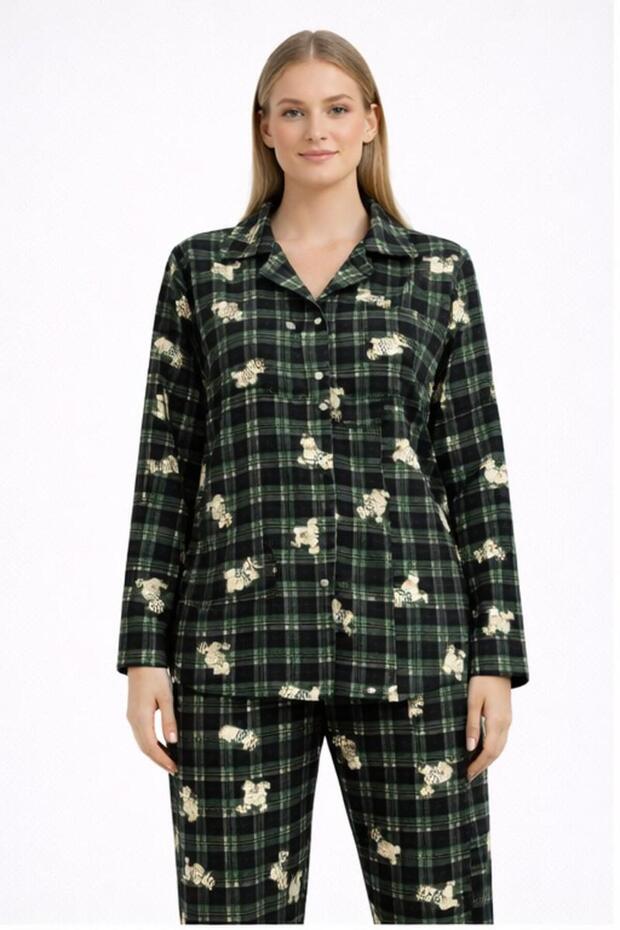 Long Sleeve Front Button Pajama Set - 3