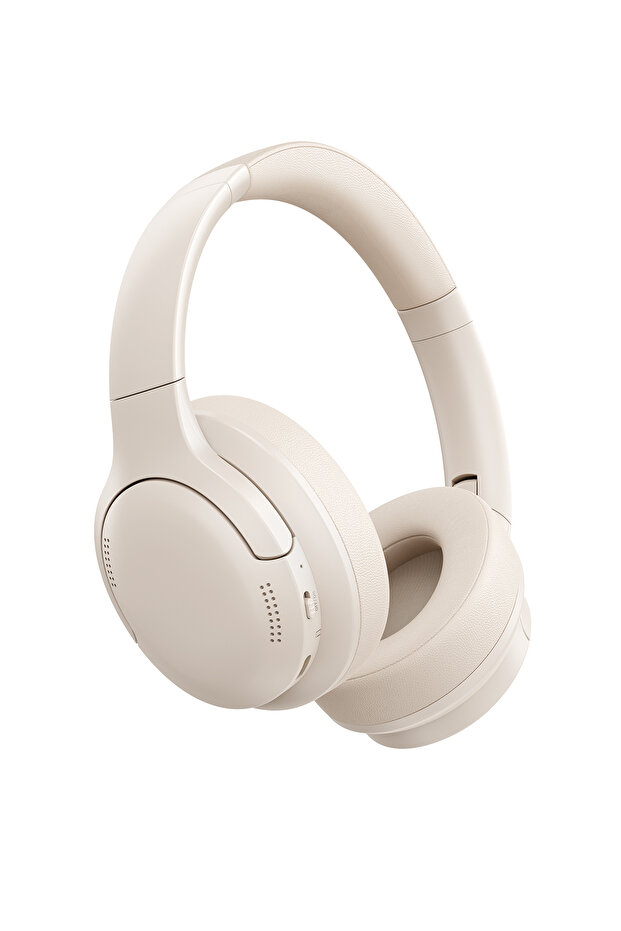 Bass BH1Lite ENC 80 saat çalma süresi BT:6.0 Kablosuz Kulak Üstü Kulaklık Bej
