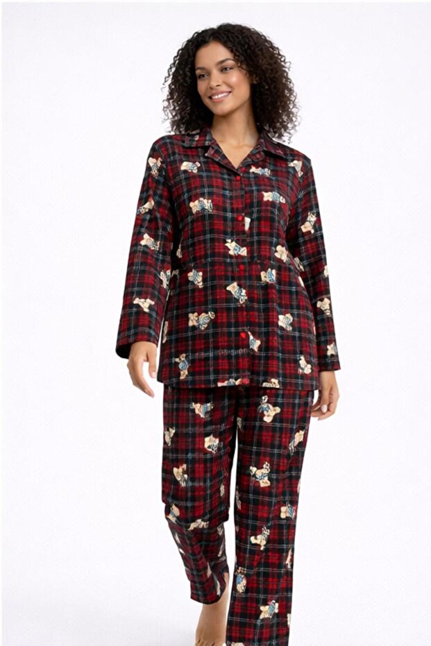 Long Sleeve Front Button Pajama Set - 2