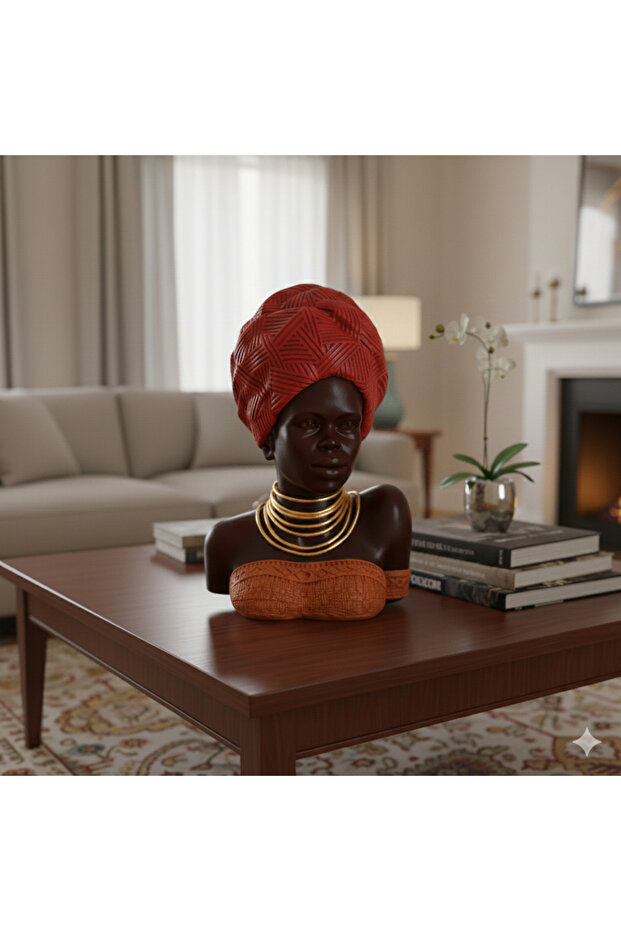Afrikalı Kadın Büst Heykel Polyester Ev ,Ofis Dekor - 4