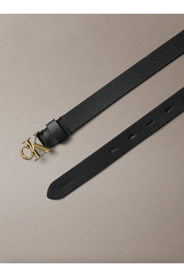 Micropebble Leather Monogram Buckle Belt - 2