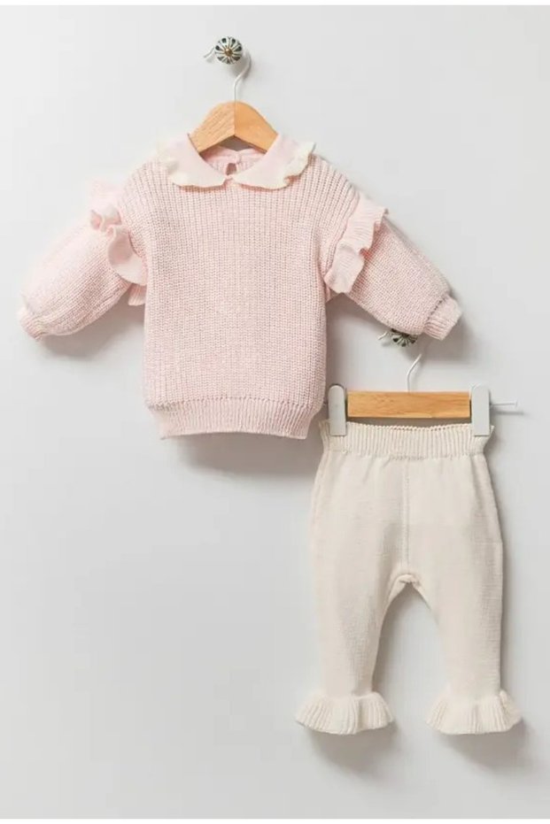 Ruffled Organic Cotton Knitwear 2-Piece Baby Girl Set